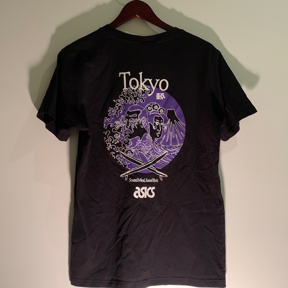 Black ASICS tee